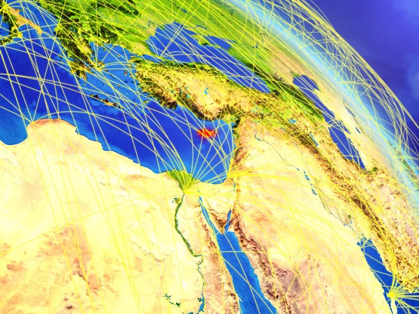 Chipre Desde Espacio Modelo Del Planeta Tierra Con Red Concepto —  Fotos de Stock