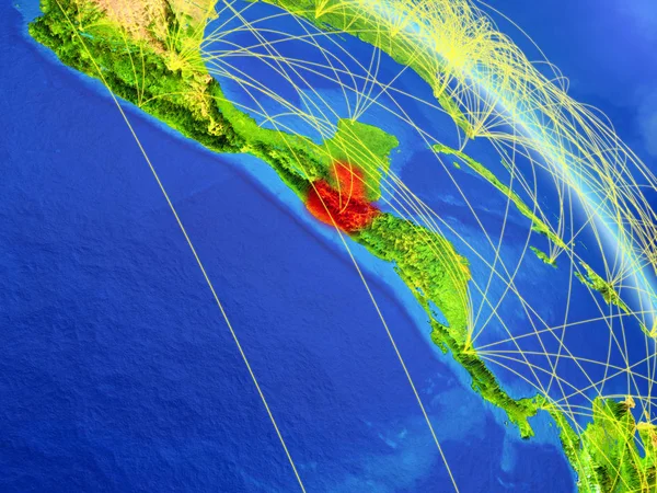 Guatemala Aus Dem All Modell Des Planeten Erde Mit Netzwerk — Stockfoto