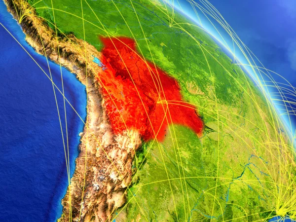 Bolivia Spazio Modello Pianeta Terra Con Rete Concetto Tecnologia Digitale — Foto Stock