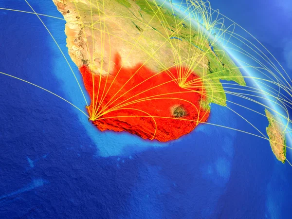 África Sul Espaço Modelo Planeta Terra Com Rede Conceito Tecnologia — Fotografia de Stock