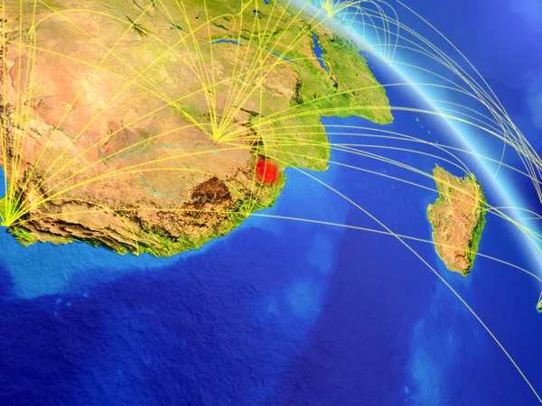 Eswatini Espaço Modelo Planeta Terra Com Rede Conceito Tecnologia Digital — Fotografia de Stock