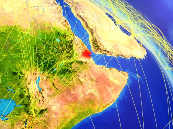 Džibutsko Vesmíru Model Planety Země Sítí Koncept Digitální Technologií Konektivitu — Stock fotografie