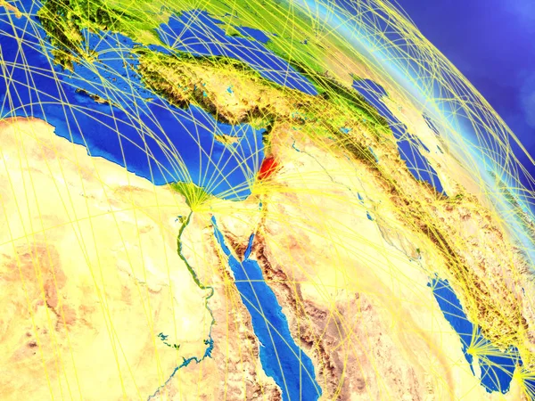黎巴嫩从太空模型上的行星地球与网络 数字技术 连接和旅行的概念 美国宇航局提供的这张图片的元素 — 图库照片