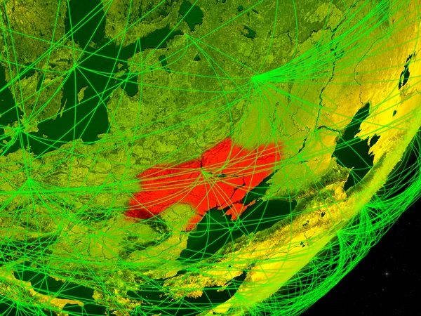 Ukrajna Zöld Modell Bolygó Föld Hálózati Éjjel Koncepció Digitális Technológia — Stock Fotó