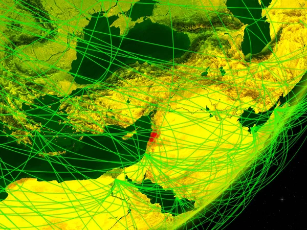 Libanon Zöld Modell Bolygó Föld Hálózati Éjjel Koncepció Digitális Technológia — Stock Fotó