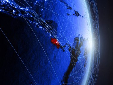 Kosta Rika mavi dijital Planet Earth ile ağ. Bağlantı, seyahat ve iletişim kavramı. 3D çizim. Nasa tarafından döşenmiş bu görüntü unsurları.