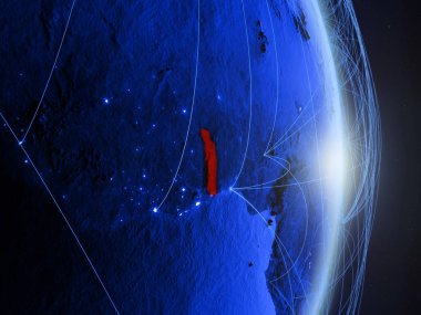 Togo mavi dijital Planet Earth ile ağ. Bağlantı, seyahat ve iletişim kavramı. 3D çizim. Nasa tarafından döşenmiş bu görüntü unsurları.