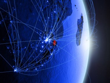 eswatini mavi dijital Planet Earth ile ağ. Bağlantı, seyahat ve iletişim kavramı. 3D çizim. Nasa tarafından döşenmiş bu görüntü unsurları.
