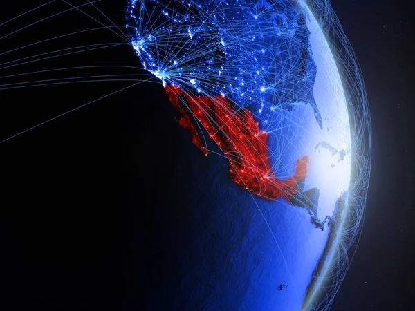 Mexikó Kék Digitális Földön Hálózattal Kapcsolat Utazás Kommunikáció Fogalma Illusztráció — Stock Fotó