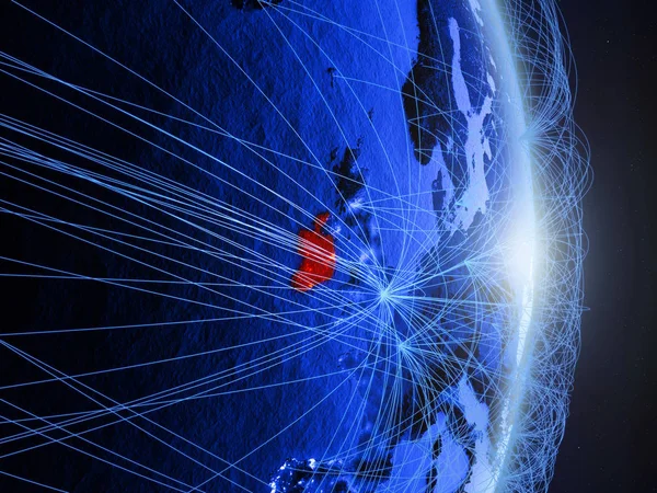 Irland Blå Digital Planeten Jorden Med Nätverk Begreppet Connectivity Resor — Stockfoto