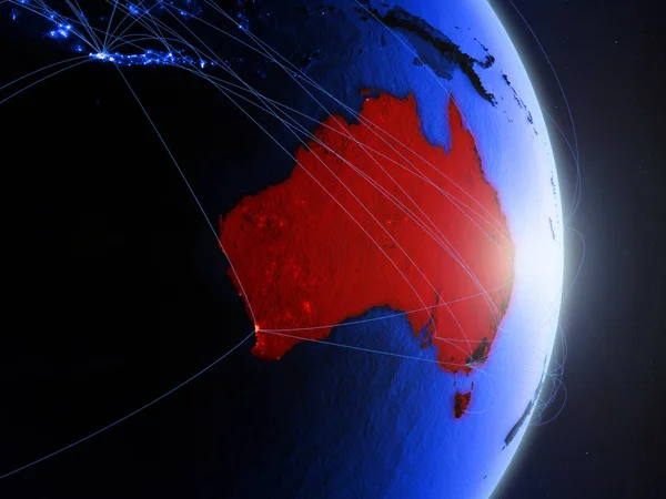 Australia Blue Digital Planet Earth Network Concept Connectivity Travel Communication — Stock Photo, Image