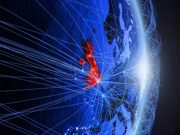 Egyesült Királyság Kék Digitális Földön Hálózattal Kapcsolat Utazás Kommunikáció Fogalma Stock Kép