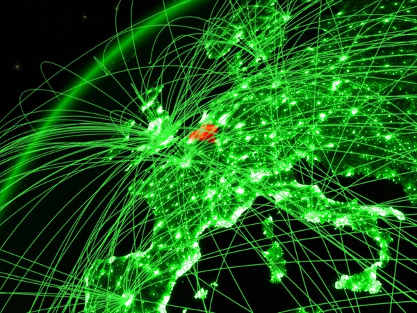 Bélgica Modelo Planeta Verde Terra Com Redes Internacionais Conceito Comunicação — Fotografia de Stock