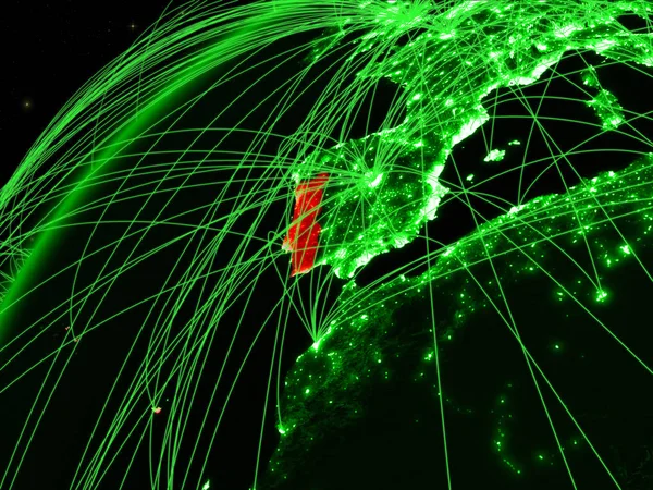 Portugalia Modelu Zielonej Planety Ziemia Międzynarodowych Sieci Koncepcja Zielonych Komunikacji — Zdjęcie stockowe