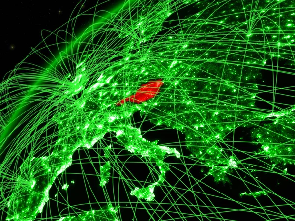 Österreich Modell Des Grünen Planeten Erde Mit Internationalen Netzwerken Konzept — Stockfoto