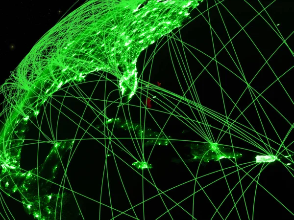 Bahama Model Van Groene Planeet Aarde Met Internationale Netwerken Concept — Stockfoto