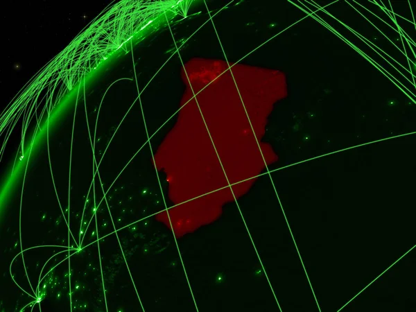Tsjaad Model Van Groene Planeet Aarde Met Internationale Netwerken Concept — Stockfoto