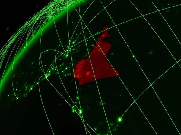 Camerun Sul Modello Del Pianeta Verde Terra Con Reti Internazionali — Foto Stock