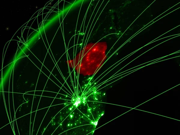 Zimbabue Modelo Del Planeta Verde Tierra Con Redes Internacionales Concepto —  Fotos de Stock