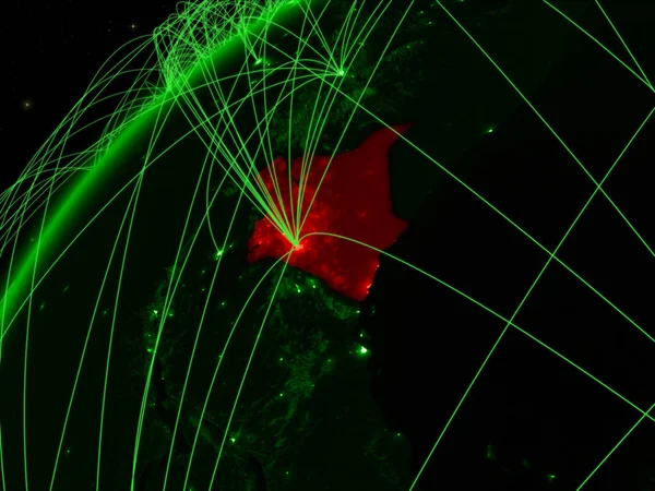 Kenya Modell Gröna Planeten Jorden Med Internationella Nätverk Begreppet Grön — Stockfoto