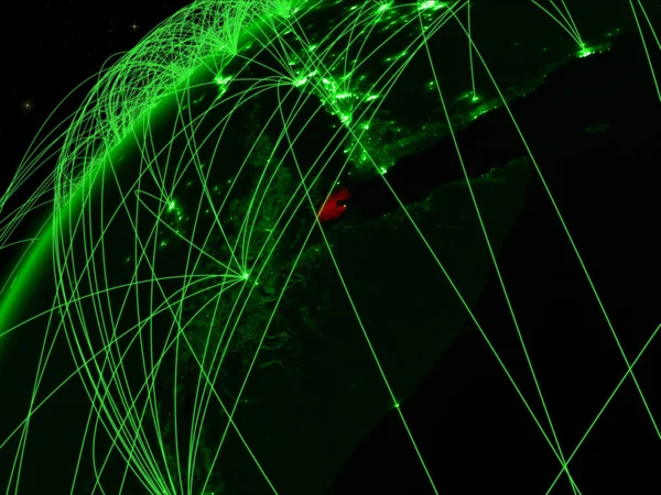 Djibuti Modelo Planeta Verde Terra Com Redes Internacionais Conceito Comunicação — Fotografia de Stock