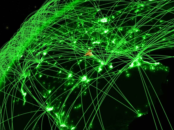 Kuwait Modell Gröna Planeten Jorden Med Internationella Nätverk Begreppet Grön — Stockfoto