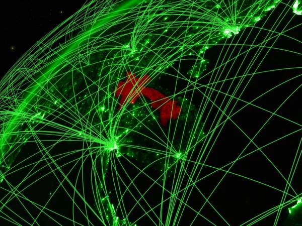 Laos Sur Modèle Planète Verte Terre Avec Des Réseaux Internationaux — Photo