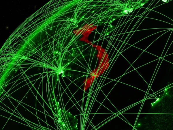 Vietnã Modelo Planeta Verde Terra Com Redes Internacionais Conceito Comunicação — Fotografia de Stock
