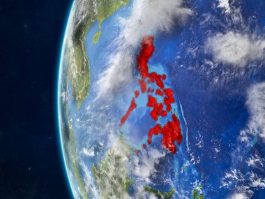 Türkiye modeli bir ülke sınırları ve çok detaylı gezegenin yüzey ve bulutlar Dünya gezegeni uzaydan. 3D çizim. Nasa tarafından döşenmiş bu görüntü unsurları.