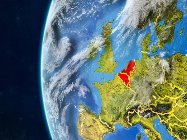 Benelux Unie Vanuit Ruimte Het Model Van Planeet Aarde Met — Stockfoto
