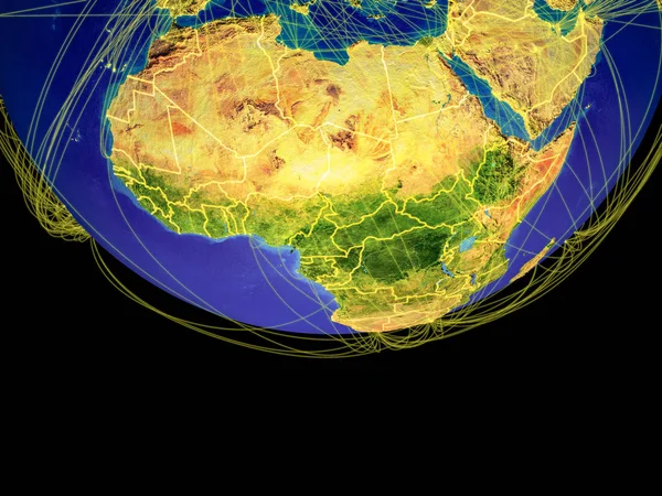 Africa Space Earth Country Borders Lines Concept Communication Travel Connections — Stock Photo, Image