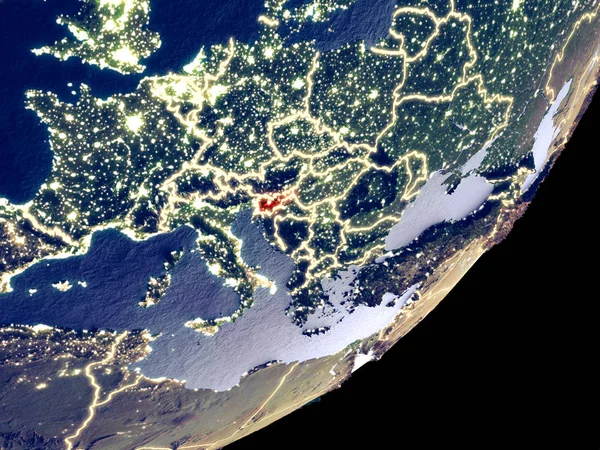 Словения Космоса Образцу Земли Ночью Тонкая Деталь Пластиковой Поверхности Планеты — стоковое фото