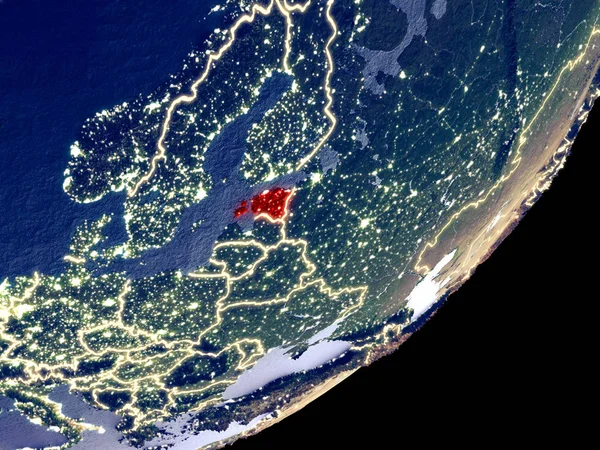 Estonia Kosmosu Model Ziemi Nocy Bardzo Drobne Szczegóły Planetę Tworzywa — Zdjęcie stockowe