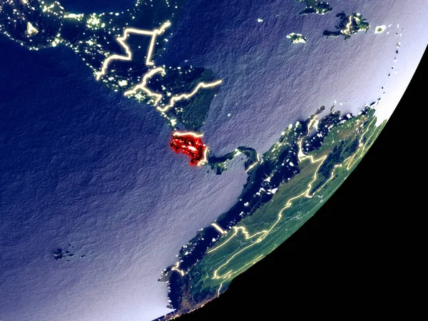 Costa Rica Vanuit Ruimte Het Model Van Aarde Nachts Zeer — Stockfoto