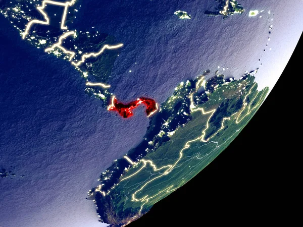 Panama Vanuit Ruimte Het Model Van Aarde Nachts Zeer Fijne — Stockfoto