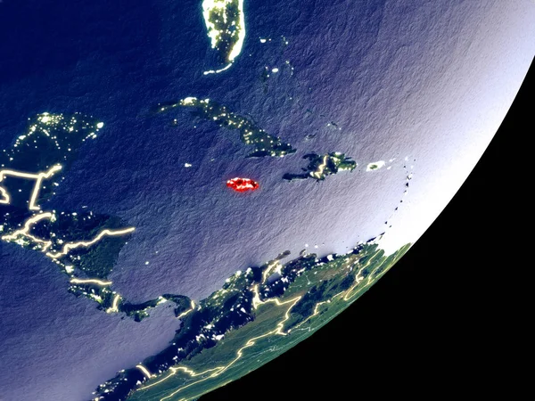 Jamaica Űrből Modell Föld Éjjel Nagyon Finom Részlet Ból Műanyag — Stock Fotó