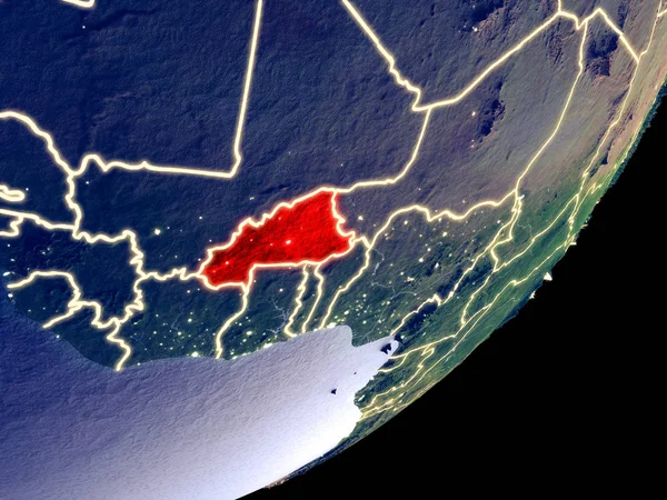 Burkina Faso Desde Espacio Modelo Tierra Por Noche Detalle Muy —  Fotos de Stock