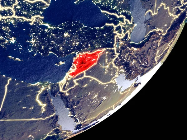 Сирия Космоса Образцу Земли Ночью Тонкая Деталь Пластиковой Поверхности Планеты — стоковое фото