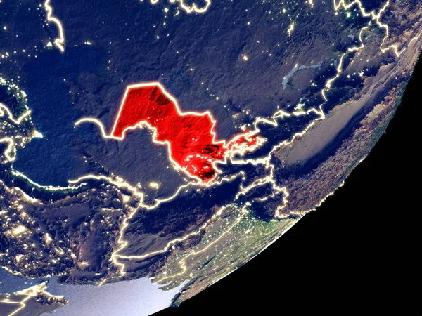 Usbekistan Aus Dem All Auf Dem Modell Der Erde Der — Stockfoto