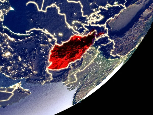 Афганістан Космосу Моделі Землі Ніч Дуже Дрібні Деталі Поверхні Видимих — стокове фото