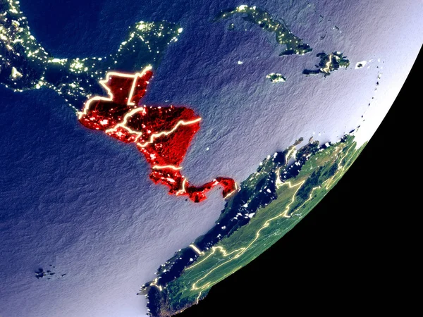 Центральної Америки Космосу Моделі Землі Ніч Дуже Дрібні Деталі Поверхні — стокове фото