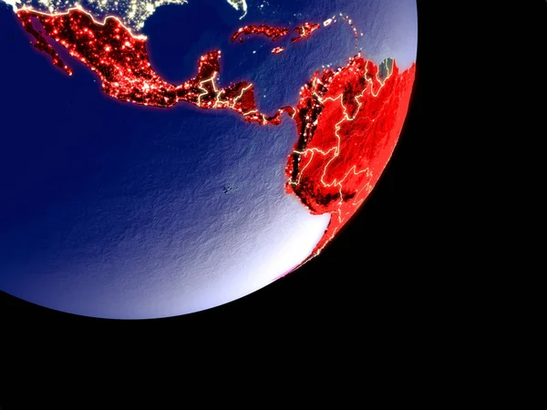 Латинская Америка Космоса Модели Земли Ночью Тонкая Деталь Пластиковой Поверхности — стоковое фото