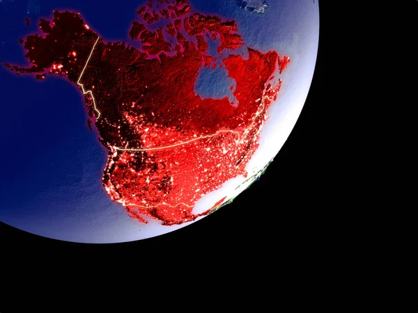 Państwa Członkowskie Nafta Kosmosu Model Ziemi Nocy Bardzo Drobne Szczegóły — Zdjęcie stockowe