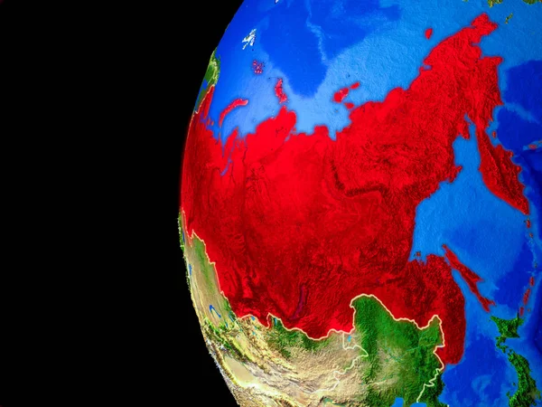 Gerçekçi Bir Model Ülke Sınırları Detaylı Gezegenin Yüzeyi Ile Dünya — Stok fotoğraf