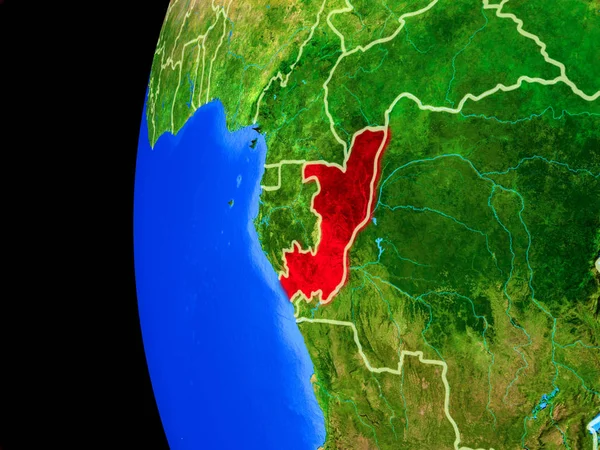 Kongói Űrből Reális Modell Föld Bolygó Részletes Bolygó Felszínén Ország — Stock Fotó