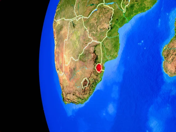 Eswatini Aus Dem All Auf Einem Realistischen Modell Des Planeten — Stockfoto