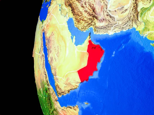 Omán Desde Espacio Modelo Realista Del Planeta Tierra Con Fronteras —  Fotos de Stock