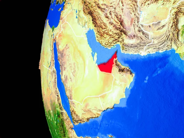 Emirados Árabes Unidos Espaço Modelo Realista Planeta Terra Com Fronteiras — Fotografia de Stock