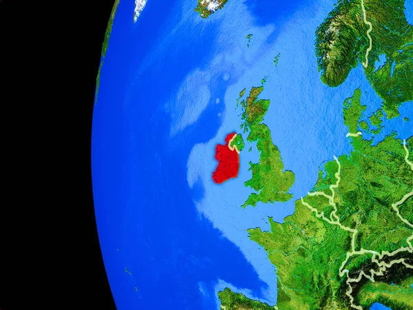 Irlanda Espaço Modelo Realista Planeta Terra Com Fronteiras País Superfície — Fotografia de Stock