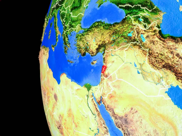 Líbano Espaço Modelo Realista Planeta Terra Com Fronteiras País Superfície — Fotografia de Stock